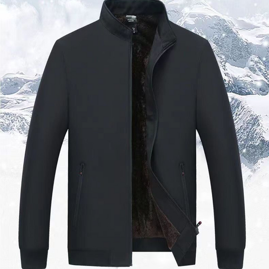 ❄️ Men's Solid Color Zip Up Warm Jacket – Fleece Lining for Winter, Versatile for Commute & Casual Outings 🧥
