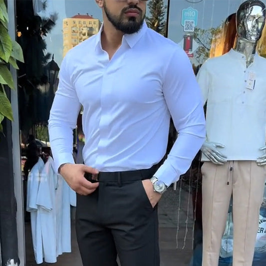 👔 Men's Casual Slim Solid Shirt – Slim Cut That Flatters, Versatile for Jeans/Chinos & Office Casual 🚶