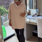 👚 Women's Long-Sleeve Top with Shirt Collar – Soft Cotton-Blend, Neat Collar for Office Commute & Daily Outings