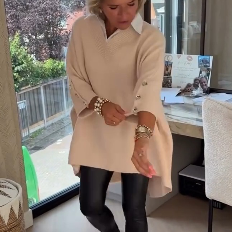 👚 Women's Long-Sleeve Top with Shirt Collar – Soft Cotton-Blend, Neat Collar for Office Commute & Daily Outings