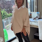 👚 Women's Long-Sleeve Top with Shirt Collar – Soft Cotton-Blend, Neat Collar for Office Commute & Daily Outings