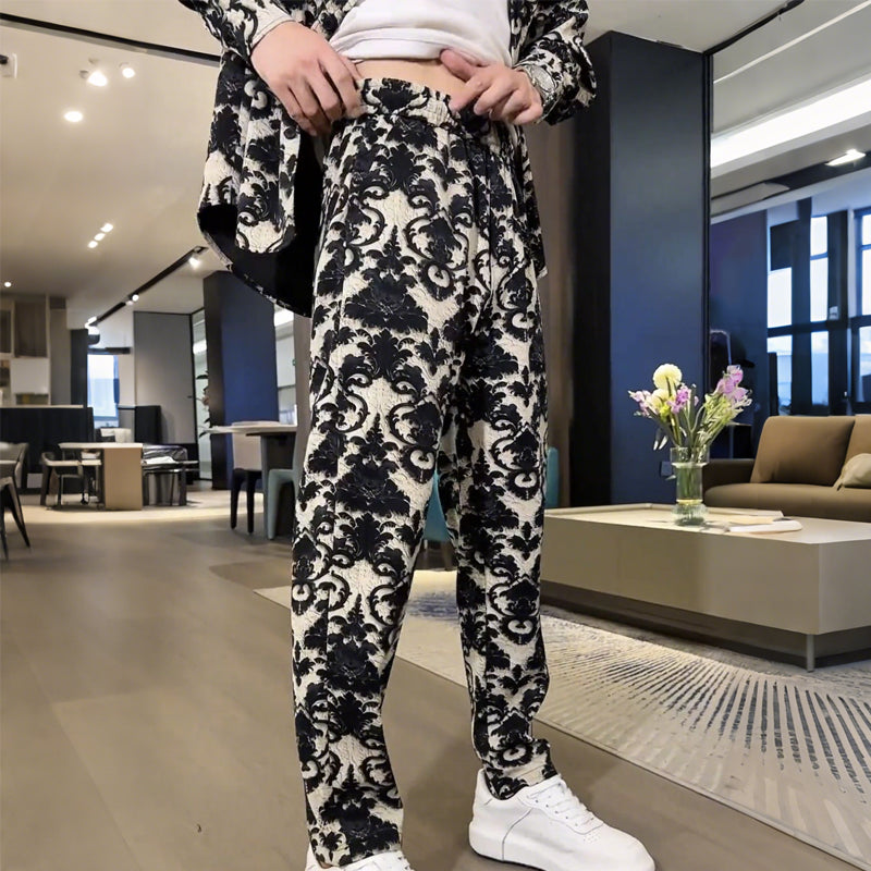 👕 Men's Floral Print Jacket & Pants Set – Slim-Fit Cut, Bold Floral Design, Ideal for Street Style & Casual Hangouts