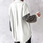 Women's Trendy Sequin Patchwork Coat with Raw Hem | Glittery for Fall/Winter Party ✨🧥