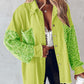 Women's Trendy Sequin Patchwork Coat with Raw Hem | Glittery for Fall/Winter Party ✨🧥
