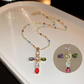 ✨Colorful Rhinestone Cross Pendant Necklace – Sparkly Statement Piece for Daily & Faith-Inspired Looks