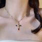 ✨Colorful Rhinestone Cross Pendant Necklace – Sparkly Statement Piece for Daily & Faith-Inspired Looks