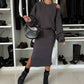 Stylish Women's Slanted Shoulder Sweatshirt + Sleeveless Dress Set - Casual Chic Outfit 🎀