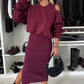 Stylish Women's Slanted Shoulder Sweatshirt + Sleeveless Dress Set - Casual Chic Outfit 🎀