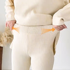 🎁 V-Neck Slit Knitted Two-Piece Set - Perfect Gift for All Occasions