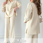 🎁 V-Neck Slit Knitted Two-Piece Set - Perfect Gift for All Occasions