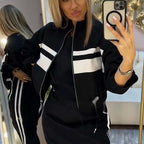 🧥👗 Women's Stand Collar Jacket & Dress Set - Elegant Everyday Versatile Outfi