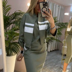 🧥👗 Women's Stand Collar Jacket & Dress Set - Elegant Everyday Versatile Outfi