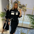 🧥👗 Women's Stand Collar Jacket & Dress Set - Elegant Everyday Versatile Outfi