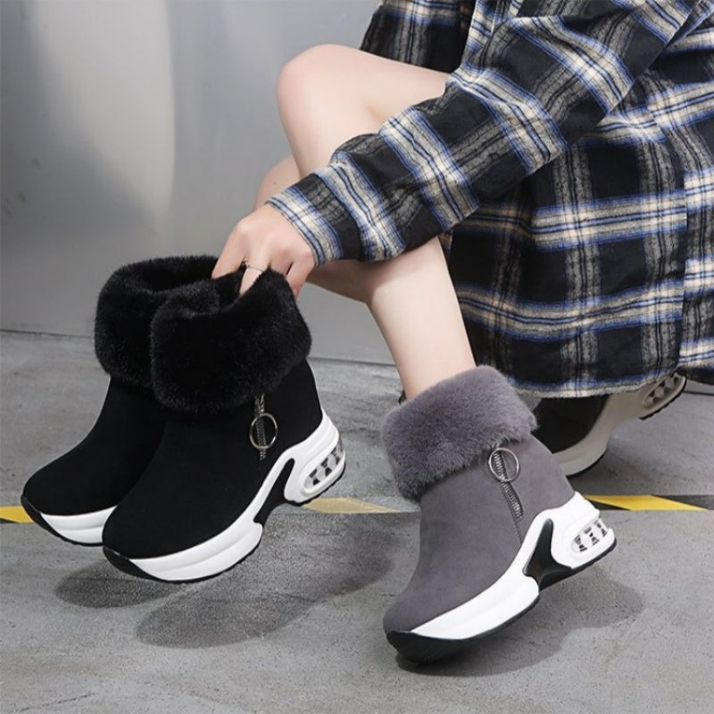 Women’s Thick-Sole Lined Ankle Boots: Warm, Elevated & Walk-all-Day Comfy