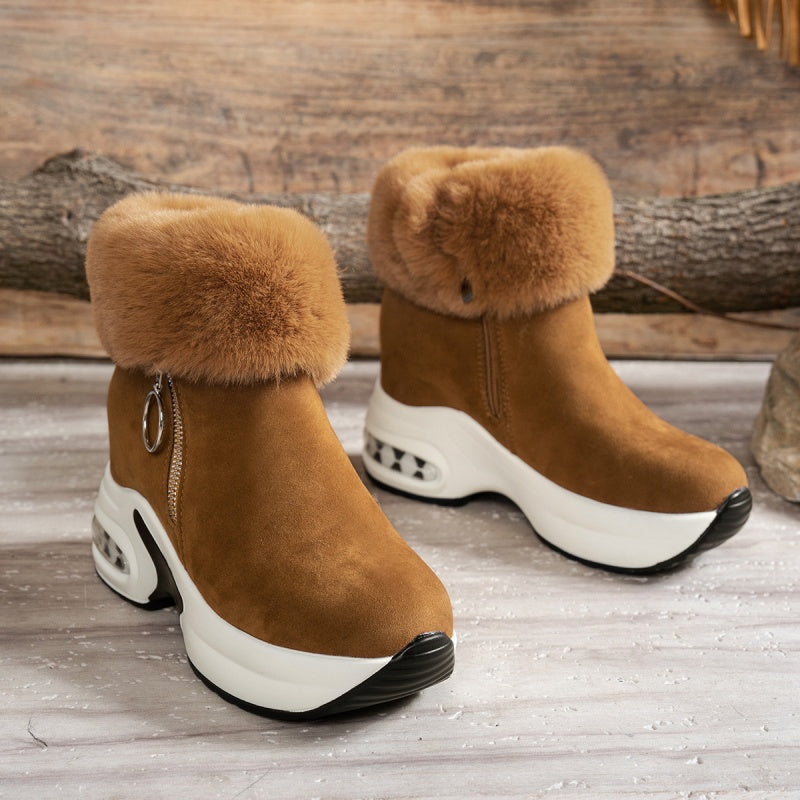 Women’s Thick-Sole Lined Ankle Boots: Warm, Elevated & Walk-all-Day Comfy