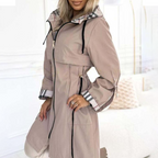 🧥 Long Hooded Windbreaker – Drawstring Waist-Cinching & Zipper Design, Windproof for Cool Days ✨