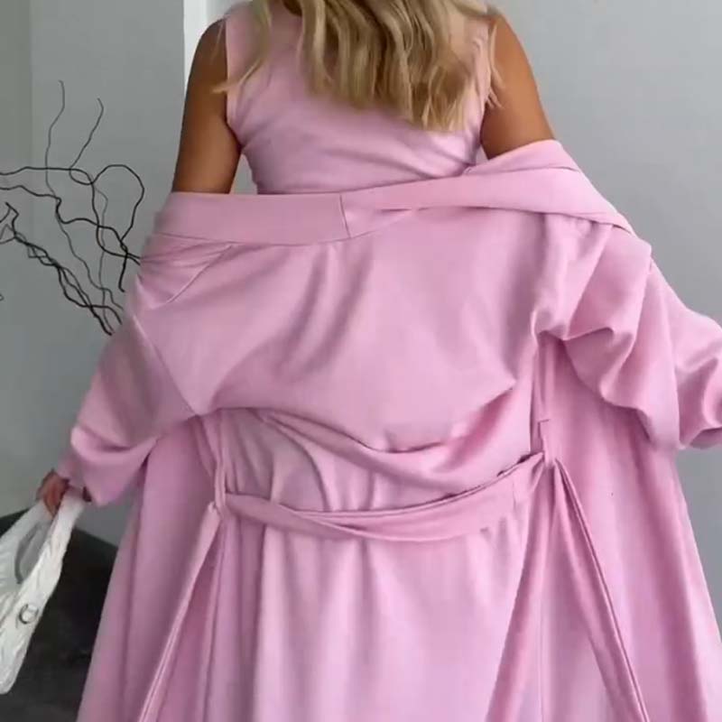 👗Women’s Sleeveless Midi Dress & Matching Longline Set✨