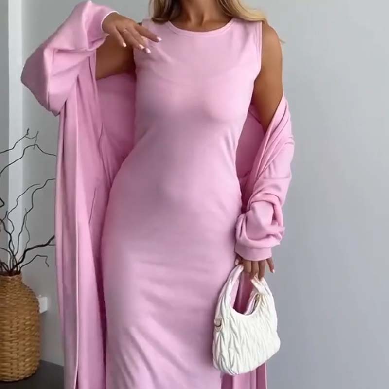 👗Women’s Sleeveless Midi Dress & Matching Longline Set✨