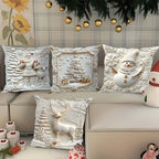 🎄 Elegant Christmas Decorative Cushion 4-Piece Set – Enhance Your Festive Home Atmosphere!