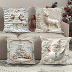 🎄 Elegant Christmas Decorative Cushion 4-Piece Set – Enhance Your Festive Home Atmosphere!