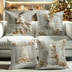 🎄 Elegant Christmas Decorative Cushion 4-Piece Set – Enhance Your Festive Home Atmosphere!