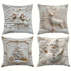 🎄 Elegant Christmas Decorative Cushion 4-Piece Set – Enhance Your Festive Home Atmosphere!