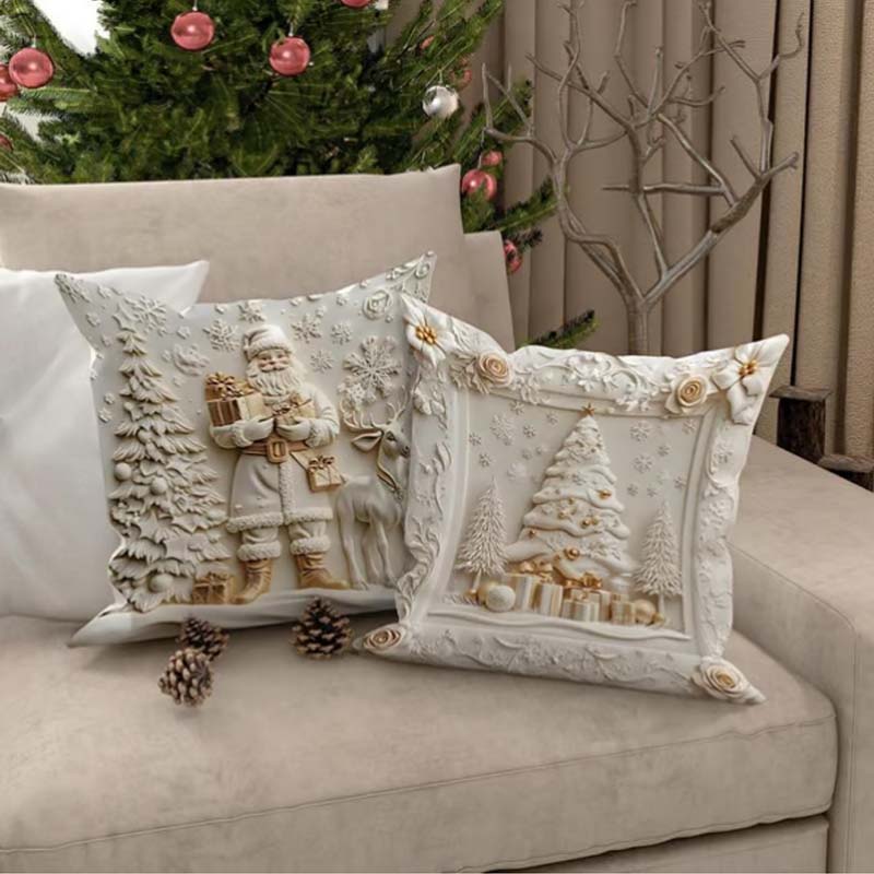 🎄 Elegant Christmas Decorative Cushion 4-Piece Set – Enhance Your Festive Home Atmosphere!