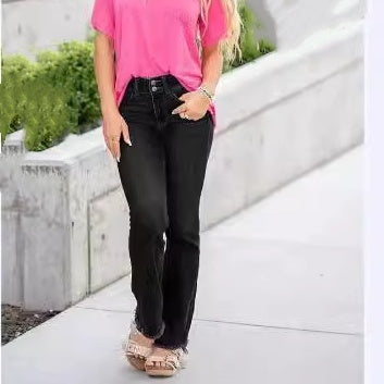 Flattering Women’s High Waist Casual Jeans – Pockets + Slimming Silhouette