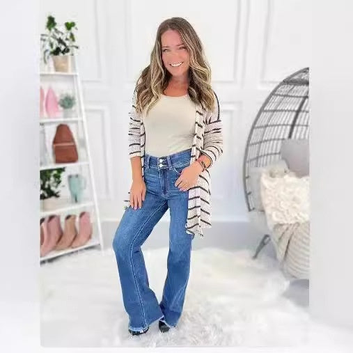 Flattering Women’s High Waist Casual Jeans – Pockets + Slimming Silhouette