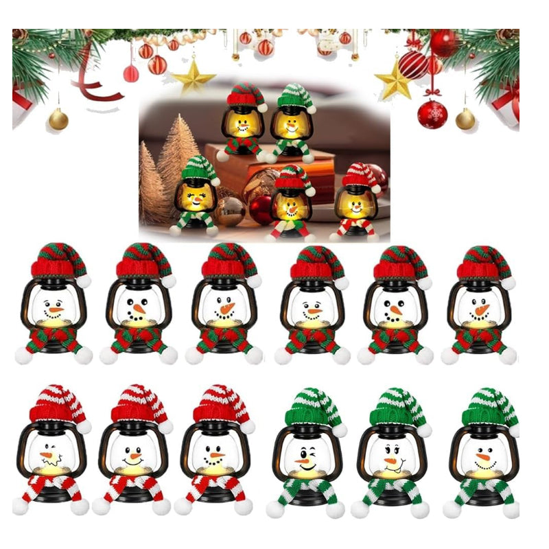❄️Christmas Decoration Mini Snowman Lantern with Hats and Scarves