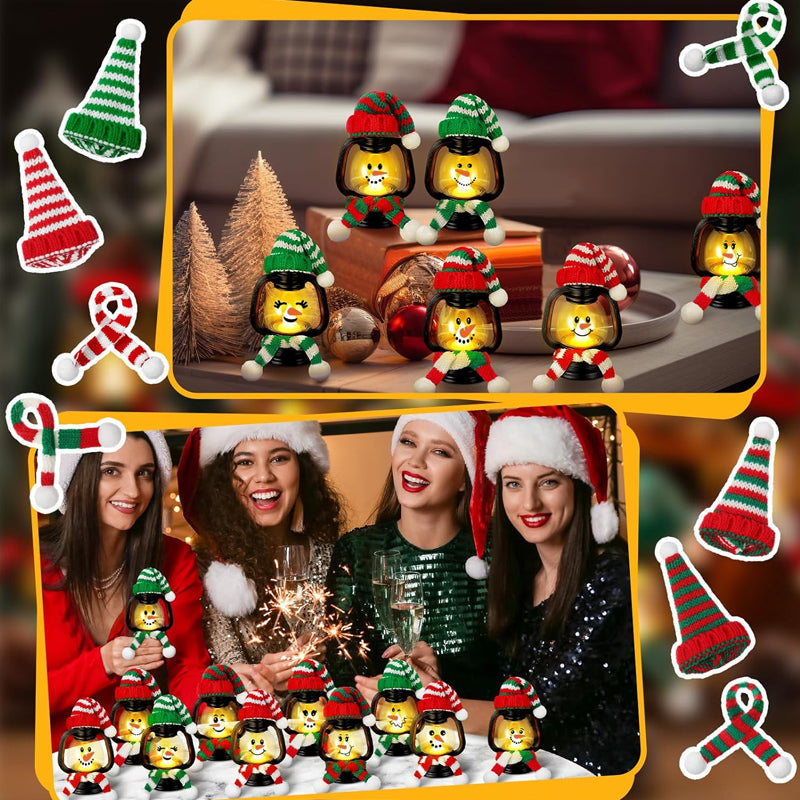 ❄️Christmas Decoration Mini Snowman Lantern with Hats and Scarves