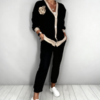 Women’s Soft Modal Casual 2-Piece Set – V-Neck Top + High Waist Drawstring Pants, Wrinkle-Resistant for Home Lounging & Short Trips