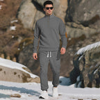 Casual Jacquard Set: Stand Collar Top + Elastic Cuff Pants – Rich Jacquard Texture & Elegant Neckline, Daily Wear Essential!