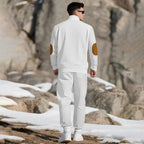 Casual Jacquard Set: Stand Collar Top + Elastic Cuff Pants – Rich Jacquard Texture & Elegant Neckline, Daily Wear Essential!