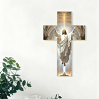 Retro Jesus Christ Wall Cross Decor – Wooden Vintage Style, Christian Home Church Wall Art, Christmas/Easter Gift for Believers