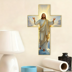 Retro Jesus Christ Wall Cross Decor – Wooden Vintage Style, Christian Home Church Wall Art, Christmas/Easter Gift for Believers