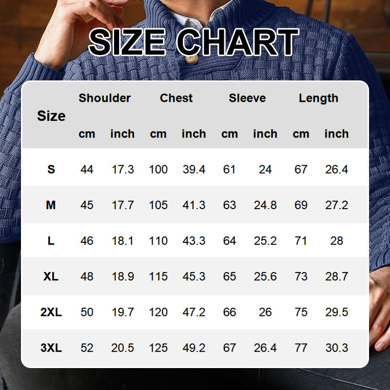 Men’s Textured Stand Collar Sweater – Wool Blend, Slim Fit for Business/Leisure