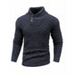 Men’s Textured Stand Collar Sweater – Wool Blend, Slim Fit for Business/Leisure