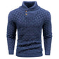 Men’s Textured Stand Collar Sweater – Wool Blend, Slim Fit for Business/Leisure