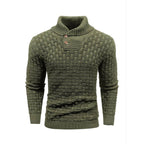 Men’s Textured Stand Collar Sweater – Wool Blend, Slim Fit for Business/Leisure
