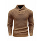 Men’s Textured Stand Collar Sweater – Wool Blend, Slim Fit for Business/Leisure