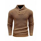 Men’s Textured Stand Collar Sweater – Wool Blend, Slim Fit for Business/Leisure