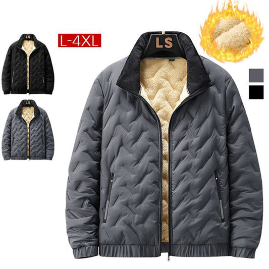 Men's Quilted Winter Jacket – Faux Fleece Lined, -30℃ Thermal Warmth, Windproof for Outdoor/Snow