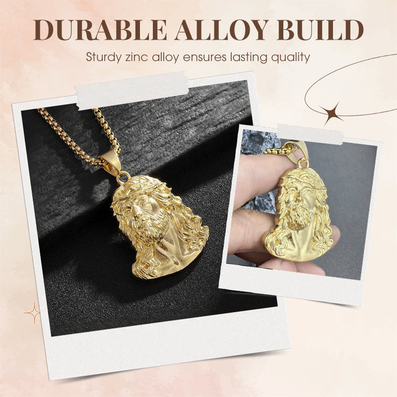 Enamel Jesus Head Pendant Necklace – Colorful Retro Style, Christian Jewelry for Teens/Adults, Confirmation Gift