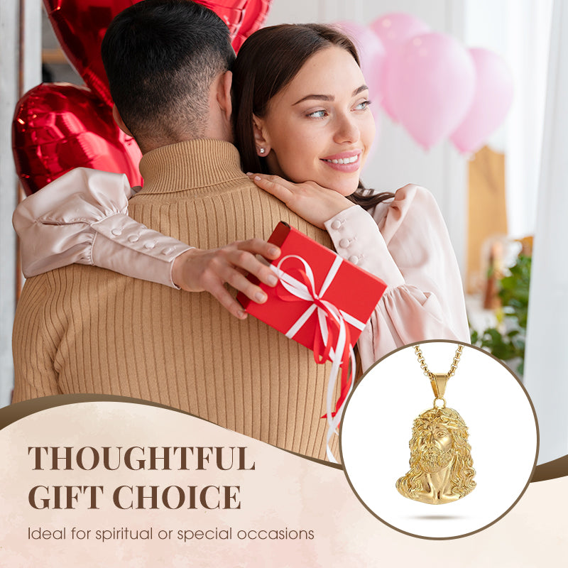 Enamel Jesus Head Pendant Necklace – Colorful Retro Style, Christian Jewelry for Teens/Adults, Confirmation Gift