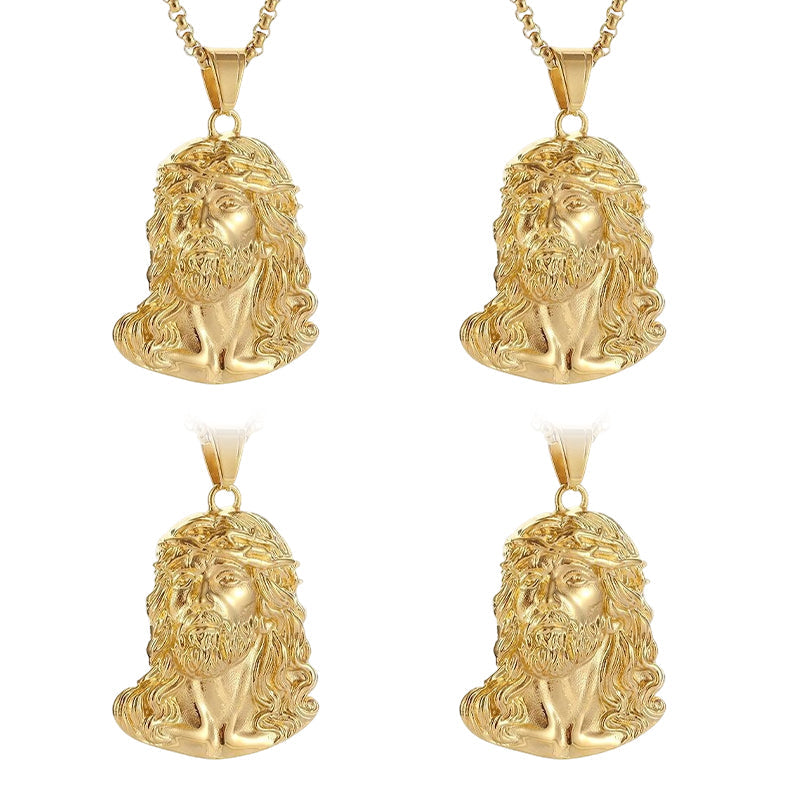 Enamel Jesus Head Pendant Necklace – Colorful Retro Style, Christian Jewelry for Teens/Adults, Confirmation Gift