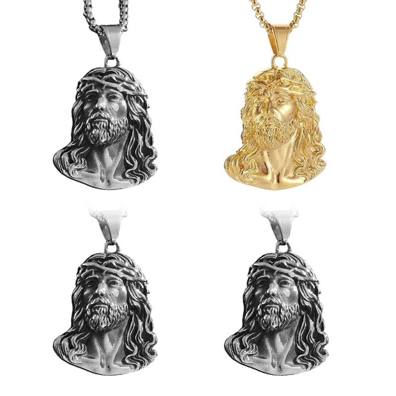 Enamel Jesus Head Pendant Necklace – Colorful Retro Style, Christian Jewelry for Teens/Adults, Confirmation Gift