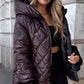 Women's Diamond Quilted Puffer Jacket – Retro Faux Fur Trim Hood, 90% Down Fill, -25℃ Warm for Holiday Gatherings & Urban Commute