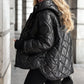 Women's Diamond Quilted Puffer Jacket – Retro Faux Fur Trim Hood, 90% Down Fill, -25℃ Warm for Holiday Gatherings & Urban Commute