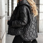 Women's Diamond Quilted Puffer Jacket – Retro Faux Fur Trim Hood, 90% Down Fill, -25℃ Warm for Holiday Gatherings & Urban Commute